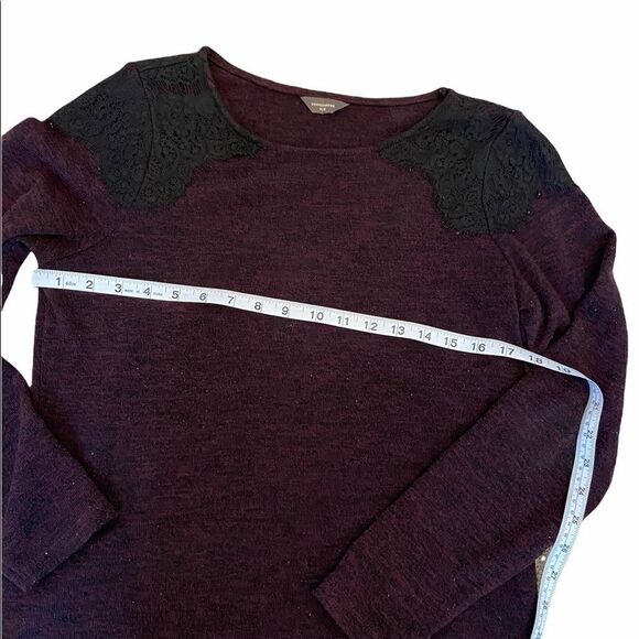 DENVER HAYES Deep Purple Knit Lace Top Sweater M - Picture 9 of 9